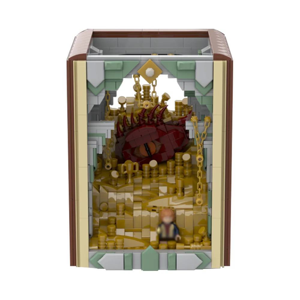 Gobricks MOC Ringen Film MOC-222251 Boek Hoekje - Smaug Bouwsteen Bakstenen Model Speelgoed Gfit