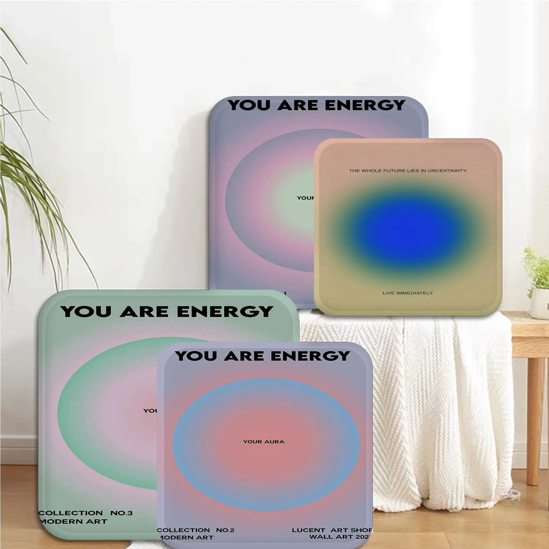 

Aura Energy Law Of Attraction Art Abstract Gradient Art Meditation Cushion Stool Pad Dining Chair Tatami Seat Cushions