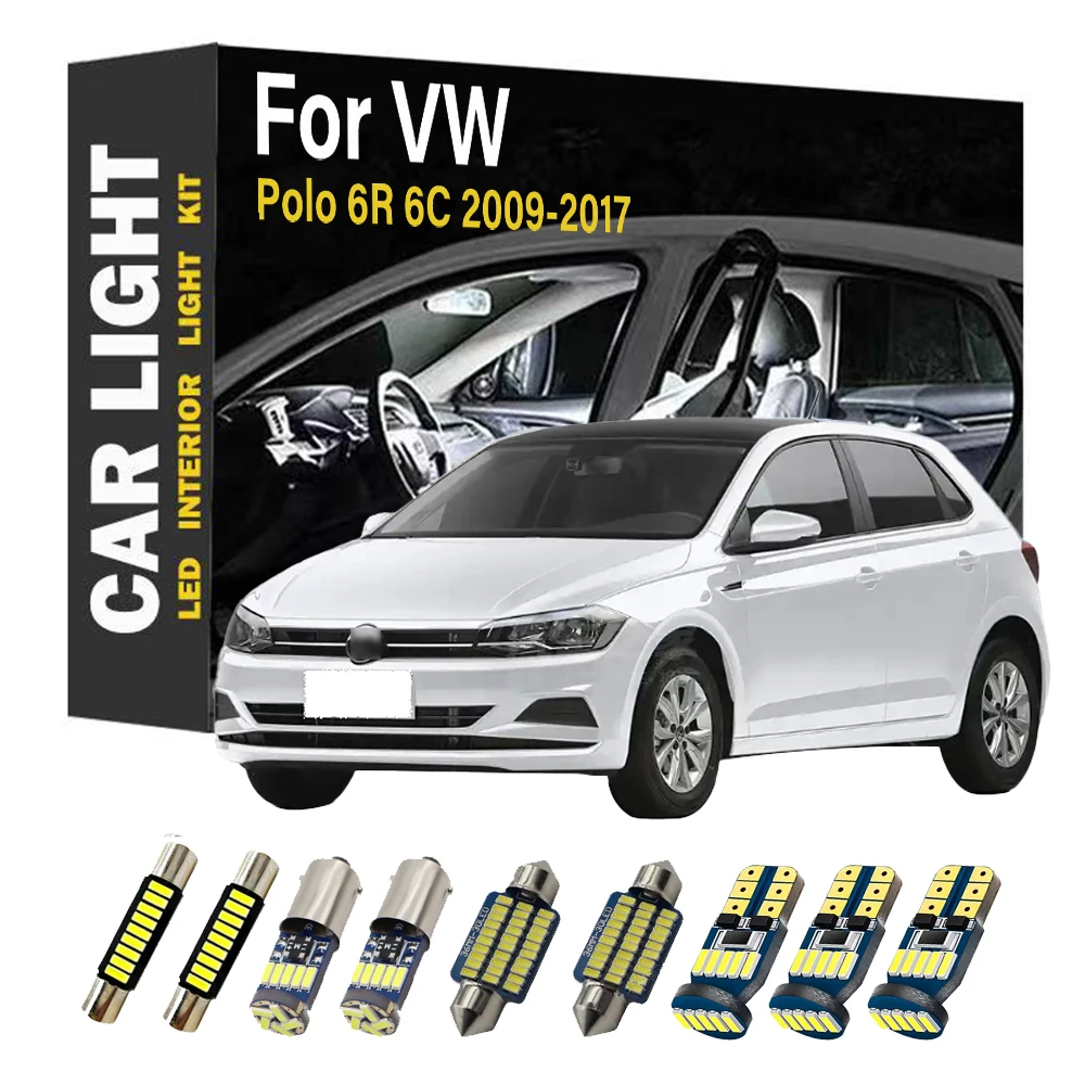 

11Pcs LED Interior Dome Map Light Kit For VW Volkswagen Polo MK5 6R 6C 2009 2010 - 2013 2014 2015 2016 2017 LED Light Bulb