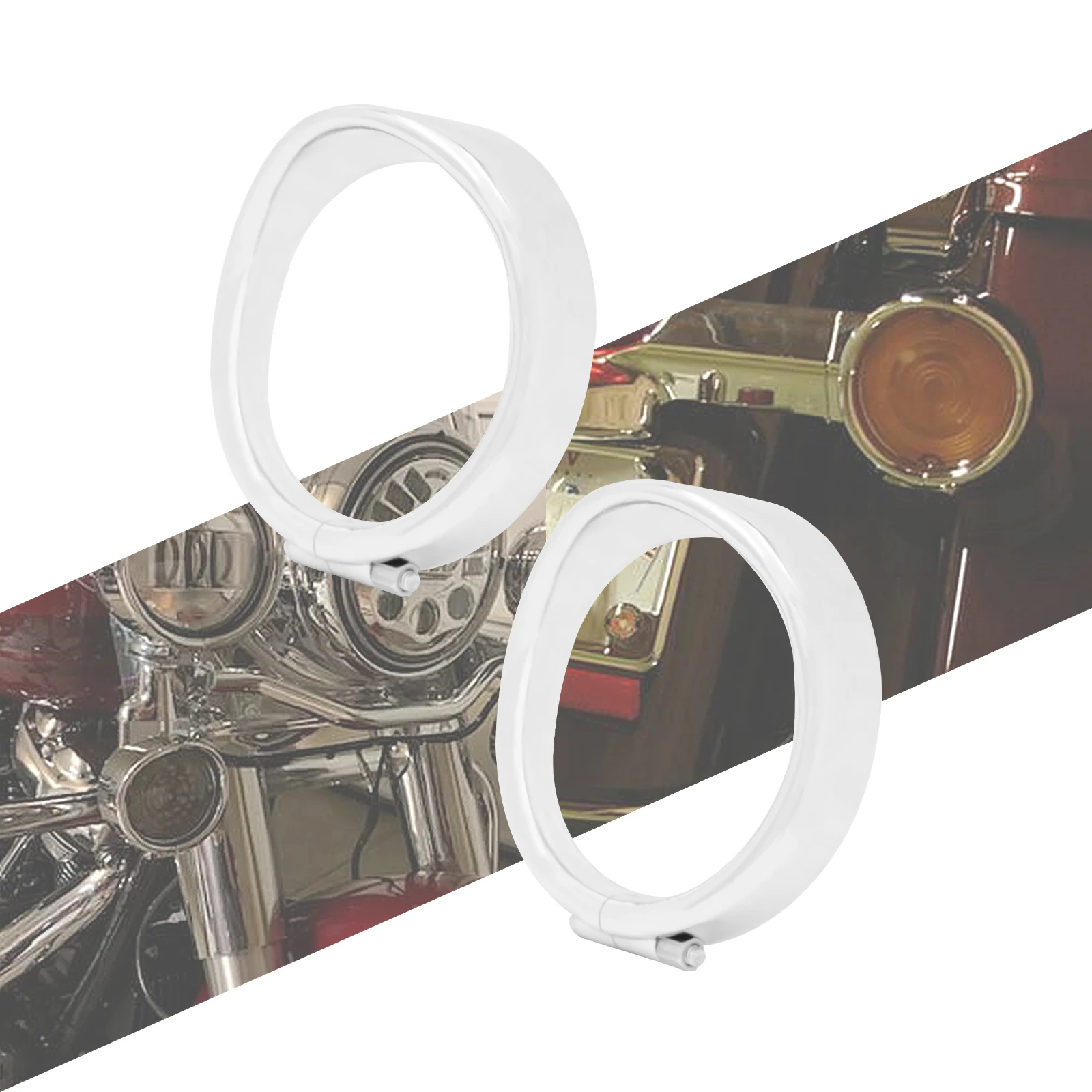 

Motorcycle Bezel Visor Style Turn Signal Light Lamp Trim Ring With Rubber Rings For Harley Touring Softail FLHR Road King FLST