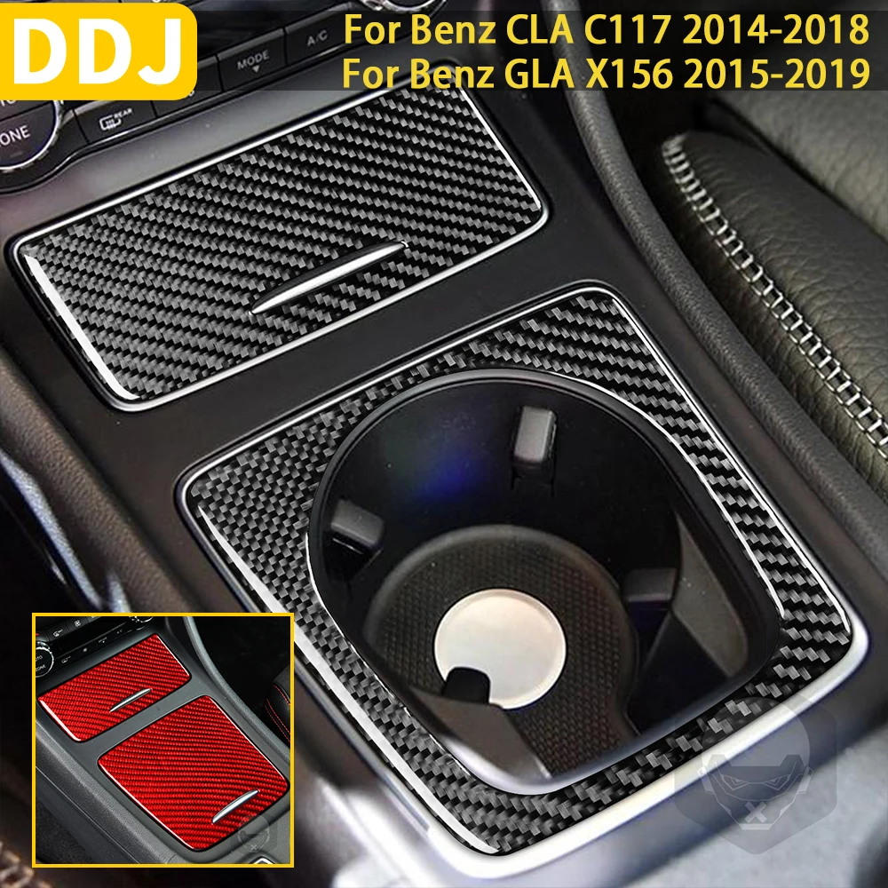 

Carbon Fiber For Mercedes Benz CLA C117 2014-2018 GLA X156 2015-2019 Accessories Car Interior Storage Box Cover Trim Sticker