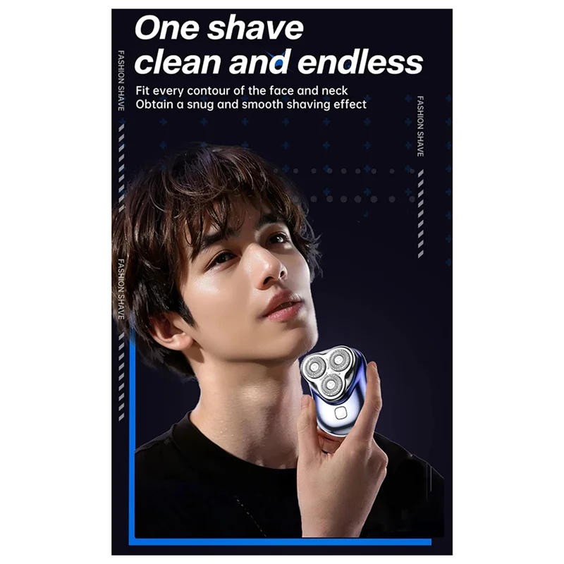 A44F-3D Floating Magnetic Blade Men Electric Shaver Mini Portable Beard Cutter Rechargeable Rotary Electric Shaver