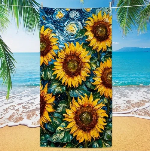 Van Gogh Beach Towels Quick Drying Anti Sand Lightweight Ultra-fine Fiber Swimming Yoga Travel Gym Towels