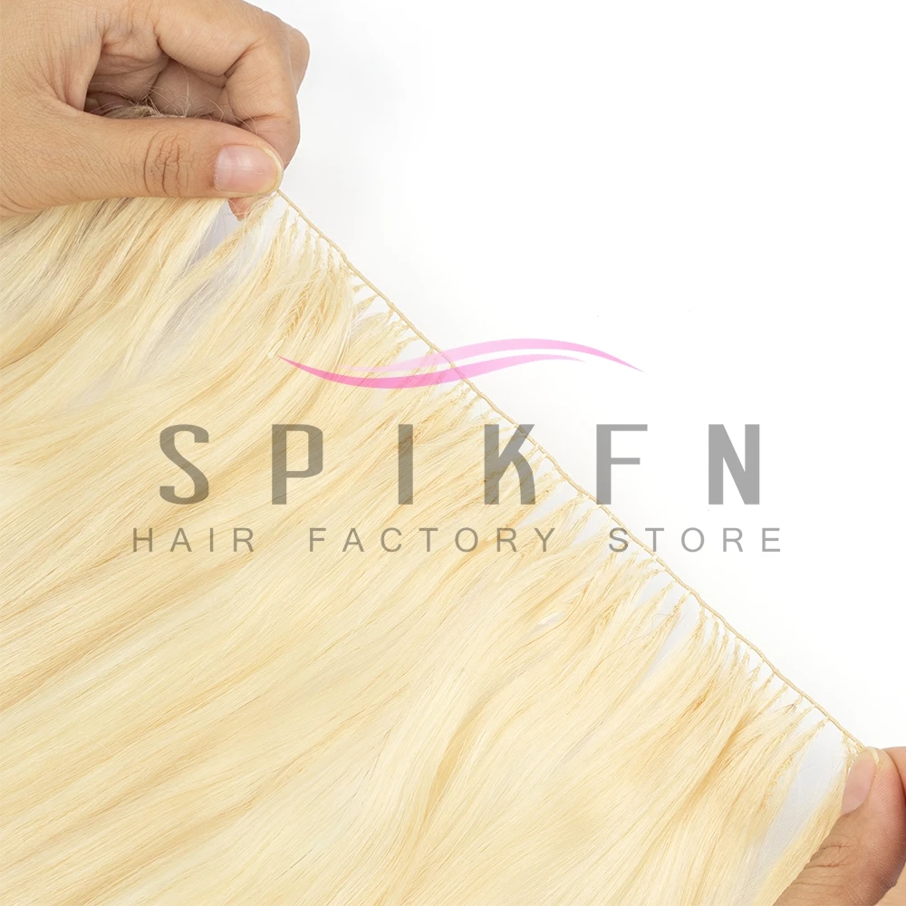 Blonde Feather Hair Bundles Extensions Natural Fish Line Human Hair 40-70g Invisible Micro rings Hair Extension Weft 100 strands - view 5