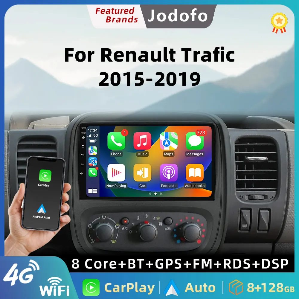 

Jundof QLED Android 13 Car Radio For Renault Trafic 2015-2019 For Opel Vivaro B 2014-2018 Multimedia Player Carplay Navi No 2din