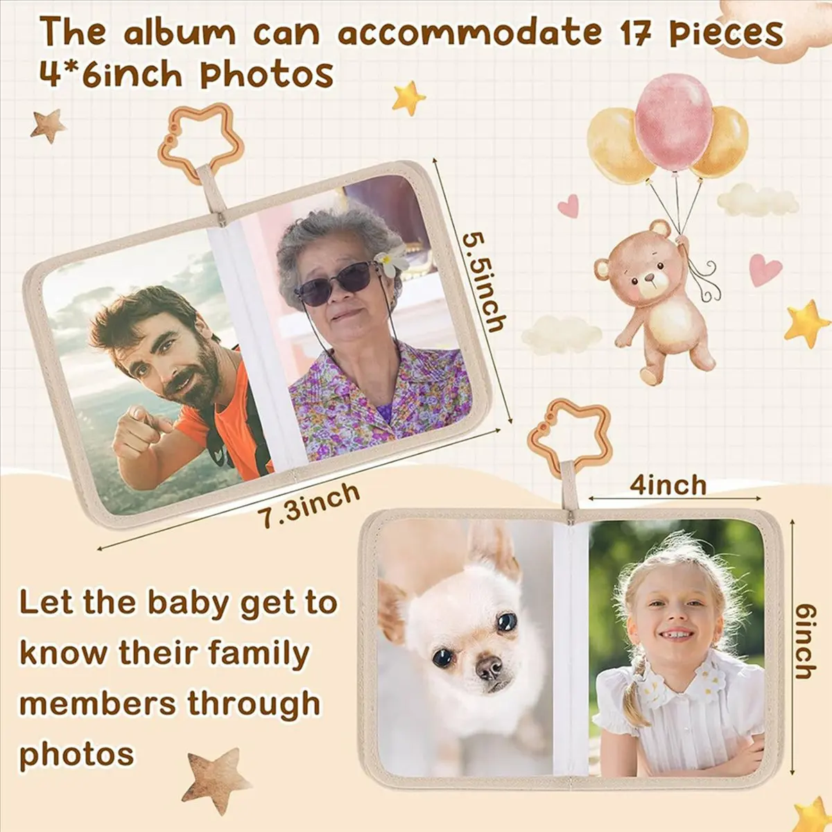 【COUPON!】2X Baby Photo Album-Soft Baby Book First Year Baby Photo Book Baby Album Holds 4x6 in Pictures
