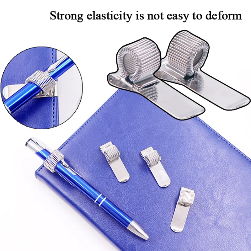 Portable Spring Pen Clip Single Hole Elastic Loop Metal Pencil Holder Office Stationery Supplies 1PC Metal Spring Pen Clip