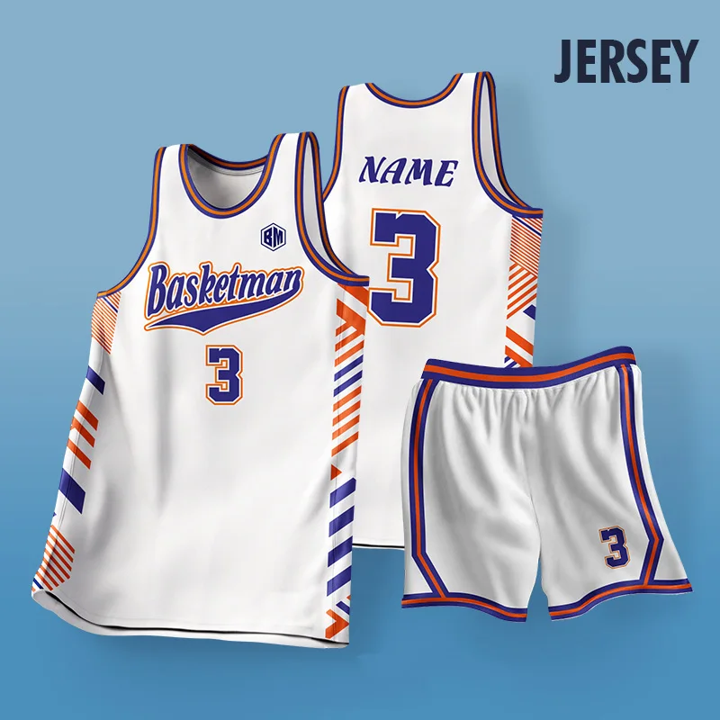 

BASKETMAN Basketball Sets For Men Customizable Full Sublimation Team Name Number Logo Printed Uniforms Jerseys Shorts Tracksuits