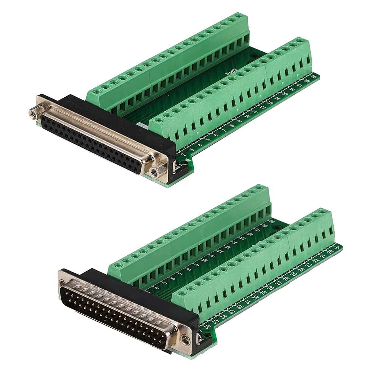 

2Pcs DB37 Male Female Breakout Board Connector, RS232 D-SUB Serial 37 Pin Port Terminal Solderfree Adapter