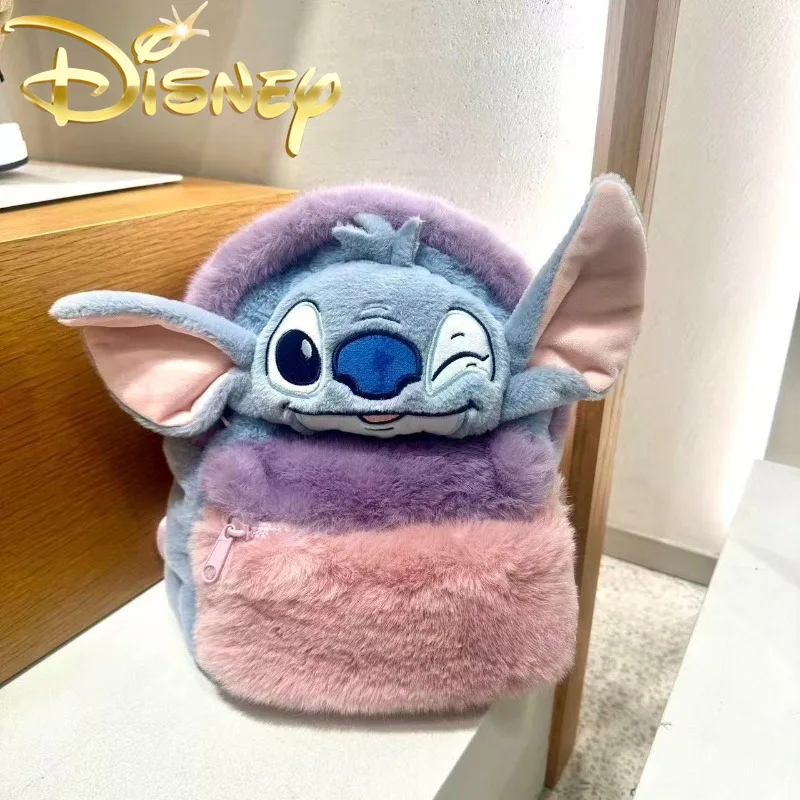 

Disney Stitch New Mini Plush Backpack Luxury Brand Fashion Mini Children's Backpack Cartoon Cute Children's Plush School Bag