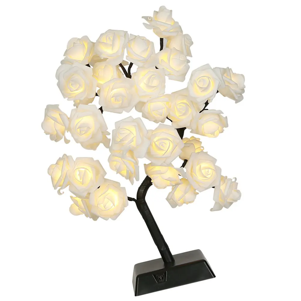 1-個のツリー型-led-ランプ模擬バラの花のデザインクリエイティブベッドサイドランプ屋内装飾ライトホテルレストラン用