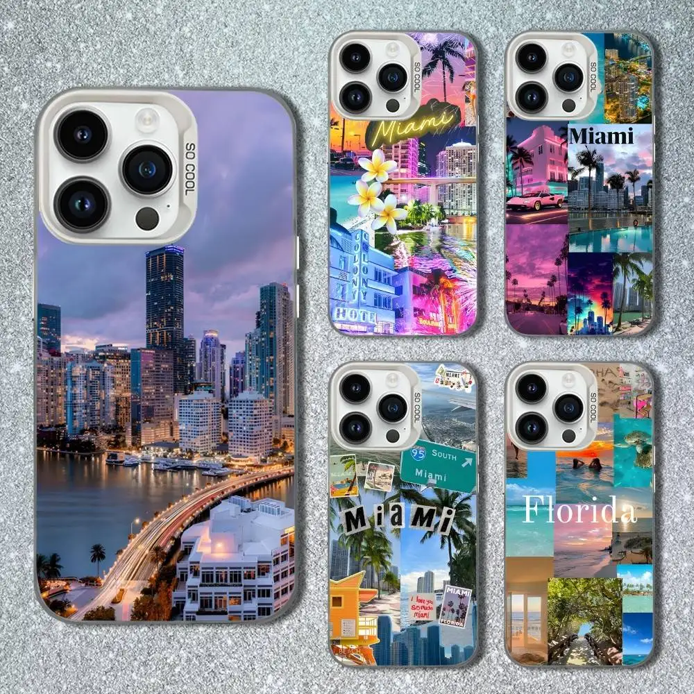 

Summer Miami Florida Phone Case For iPhone 13,15,14,16,12,11,Mini,MAXXS,Pro,SE, White Matte Shockproof Cover