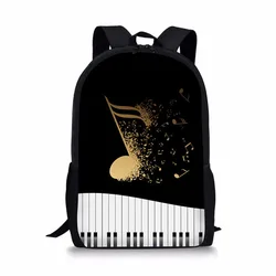 Mochilas escolares con patrón de notas musicales de Piano para niños y niñas, mochilas para adolescentes, bolsas de libros para estudiantes, mochila de viaje informal