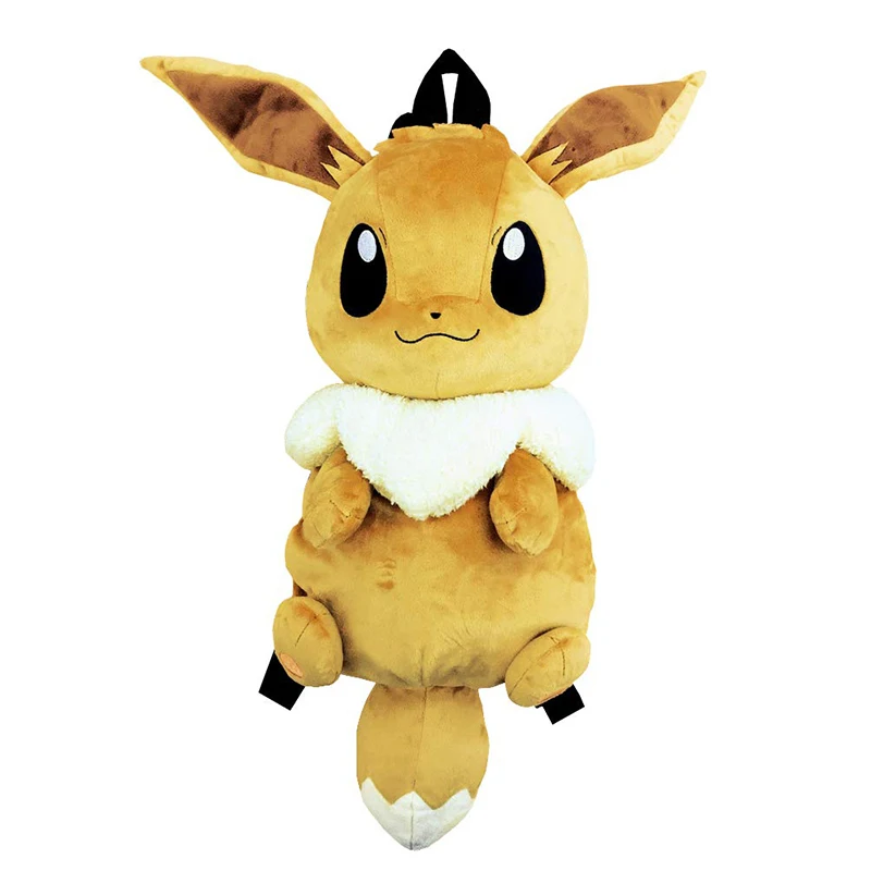 กระเป๋าเป้สะพายหลังลายโปเกมอนน่ารักพร้อมตุ๊กตายัดนุ่น eevee mew Snorlax mimikyu Pikachu กระเป๋านักเรียนนุ่มตุ๊กตาของขวัญสำหรับเด็ก