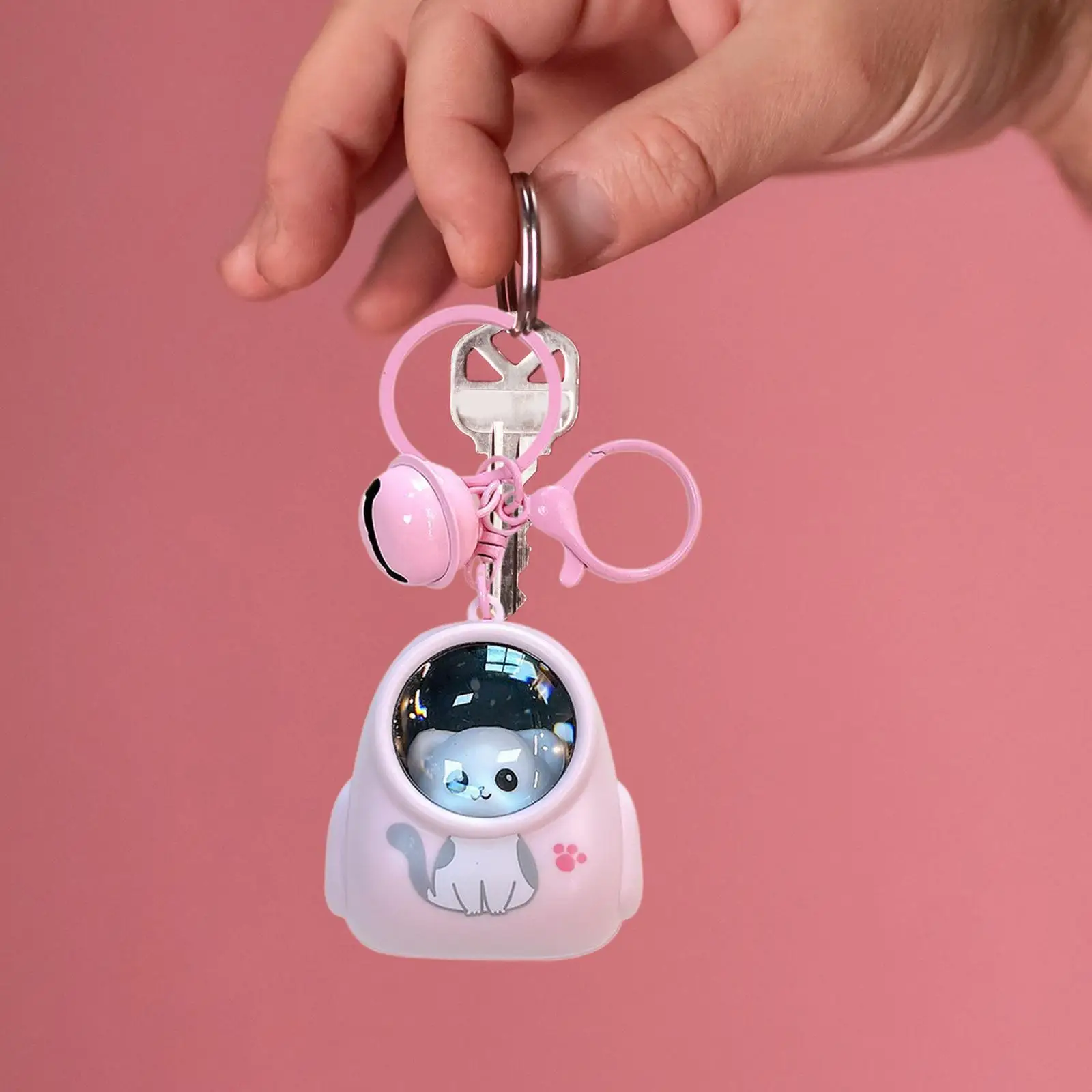 백팩 펜던트 귀여운 고양이 키체인 플러시 액세서리 미니 가방 키링 야간 조명 참 장식 소녀 패션