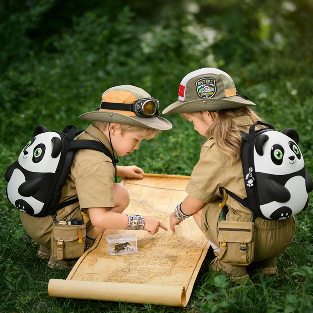 1PCS Cute Panda Hard Shell Backpack with LED Eyes Screen, DIY Programmable FullColor Display, Waterproof Casual Daypack