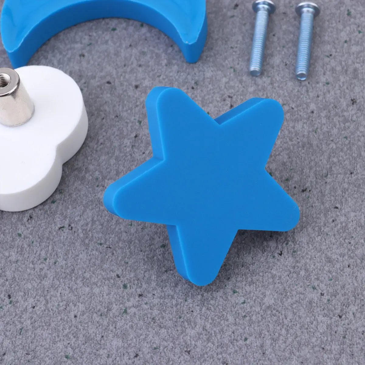 

2 pcs Cartoon Handle Blue Rubber Pull For Room Drawer Cabinet Door Knob Anti-Bumping Star Shaped Hardware