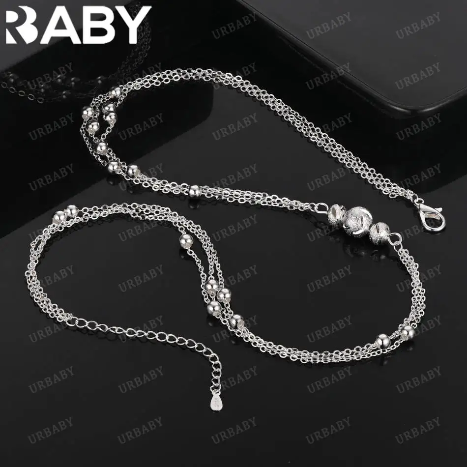 

URBABY 925 Sterling Silver 45cm Bead Necklace For Women Creativity Gifts Street All-match Party And Daily Wear