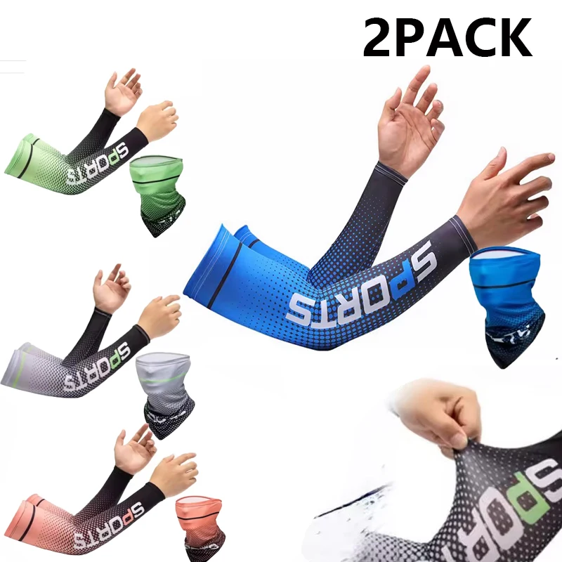 Mangas de seda fría para brazos, 2 unidades, protección solar UV, cubre brazos largos, transpirables, para ciclismo al aire libre, conducción, pesca, protector de manos