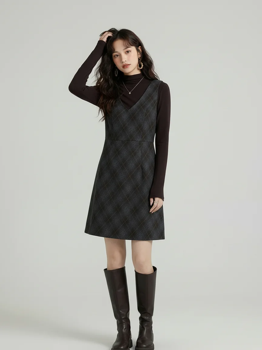 

Теплая облегающая юбка-трапеция с высокой талией для женщин, весенняя, во французском стиле, с драпировкой, для похудения