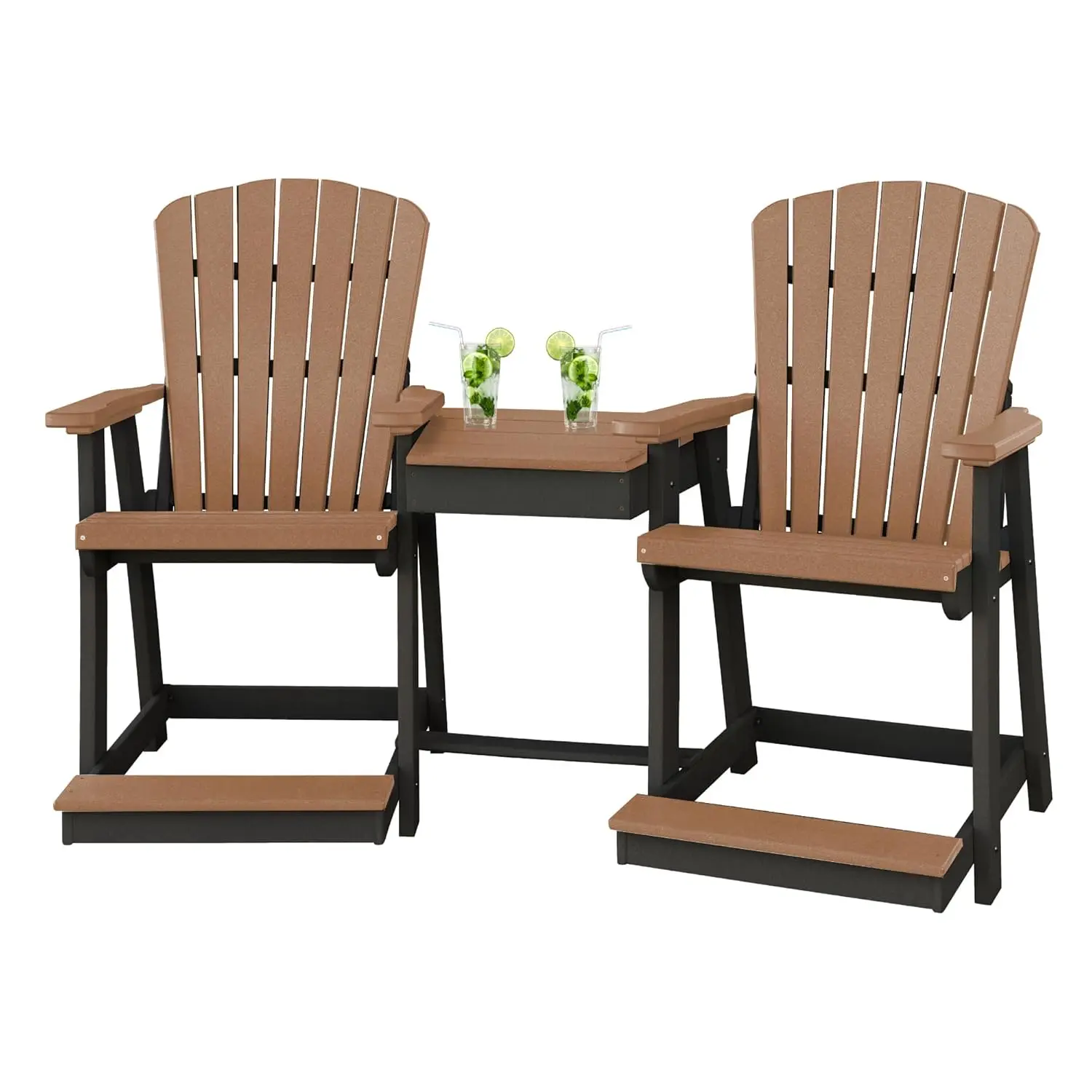 

Plastic Poly Outdoor Bistro Set with 2 Chairs and Attached Center Table, 3 Piece Patio Furniture Set - Amish Made, Customized