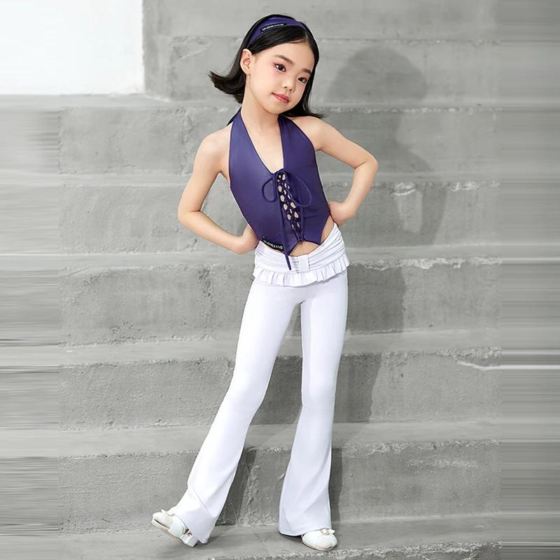 Neue Mädchen Latin Dance Performance Kostüme Lila Salsa Latin Dance Kleid Kinder Professionelle Tanzen Kleidung Bühne Anzüge SL13051