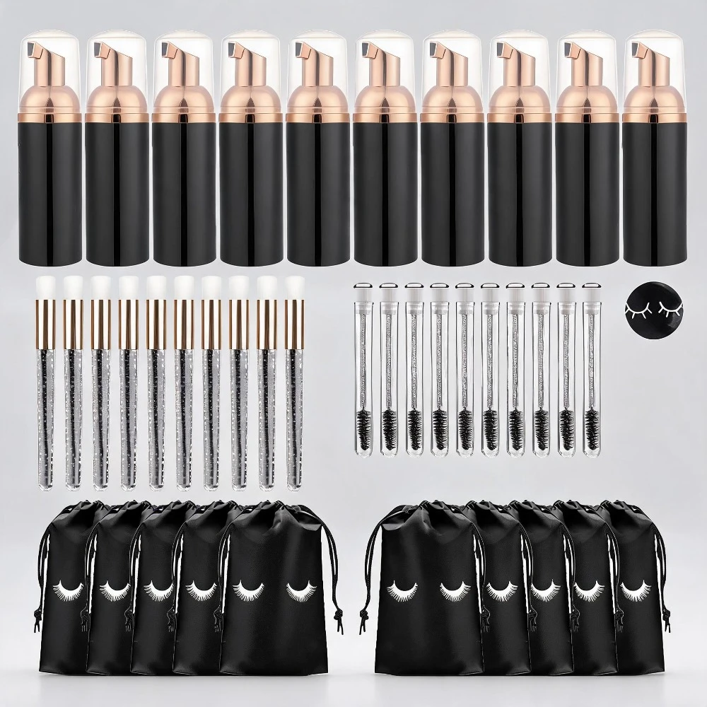 20/30/40PCS Lash Shampoo Bottle Empty Foam Pump Dispenser 60ml Eyelash Extension Cleanser Soap Travel Makeup Tool