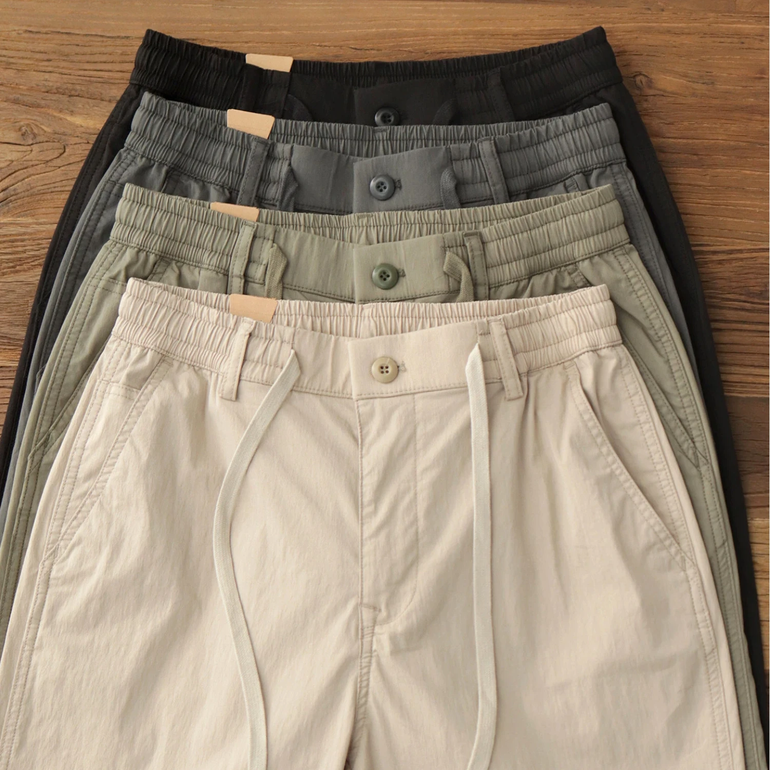 

Summer thin casual pants, quick-drying, cool, slightly elastic, breathable, elastic waist, lazy sports, loose straight-leg pants