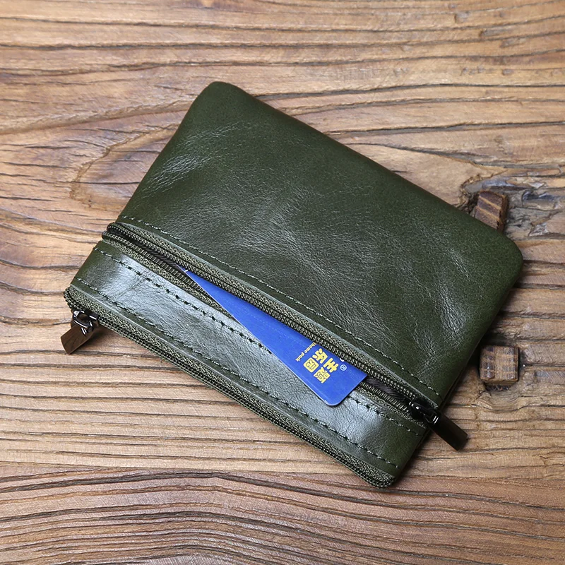 NZPJ Vintage Echtes Leder Herren Null Brieftasche Natürliches Rindsleder Reißverschluss Schlüsseltasche Damen Bankkartentasche Mini Münztasche Kartenhalter – Detail 8