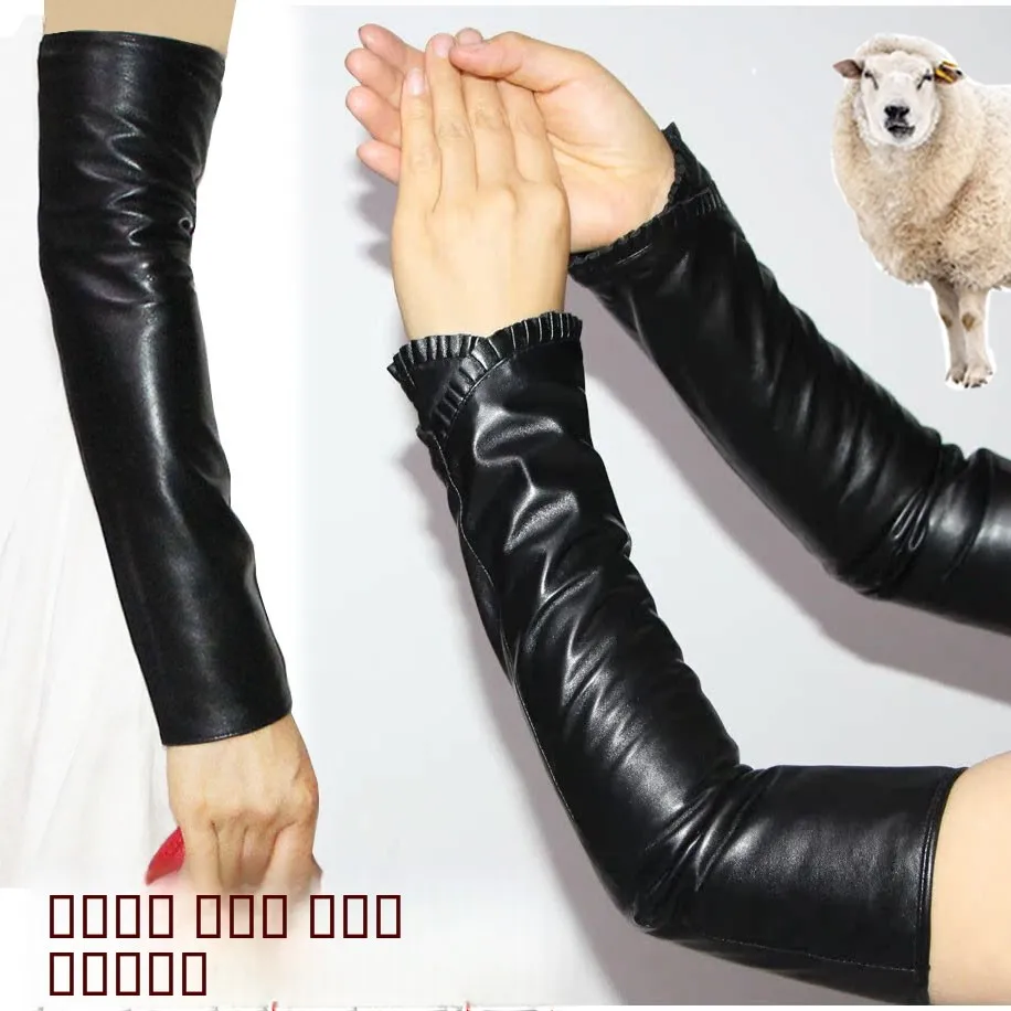 women's-genuine-leather-eepskin-gloves-long-thiened-fce-lined-f-finger-sve-covers-arm-warmers-for-autumn-winter