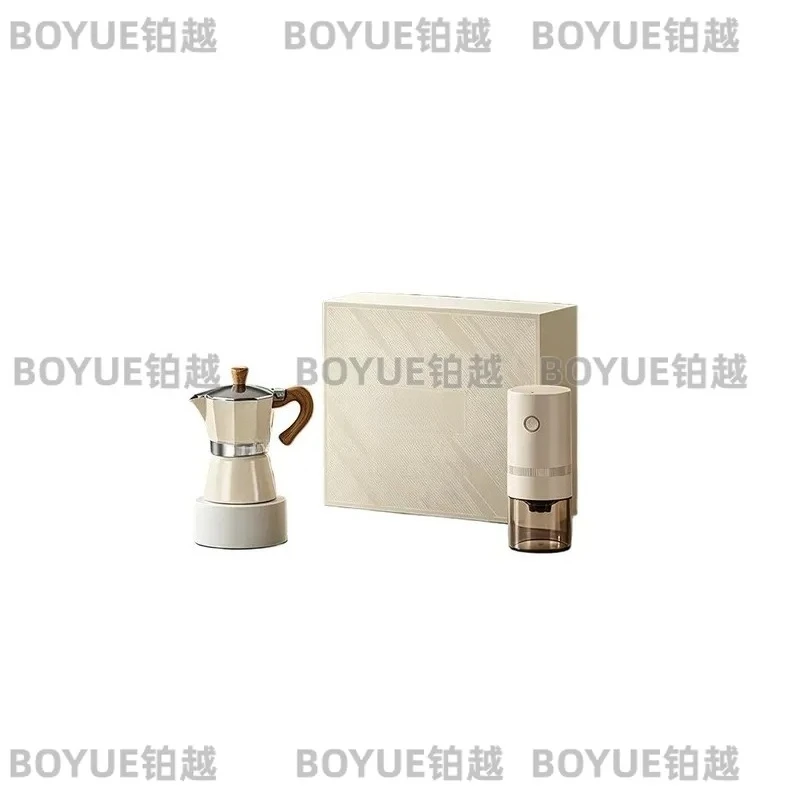 Moka Pot Coffee Maker Set Stovetop Espresso Brewer Manual Extraction Machine for Home Kitchen Brewing Three Piece Aluminum