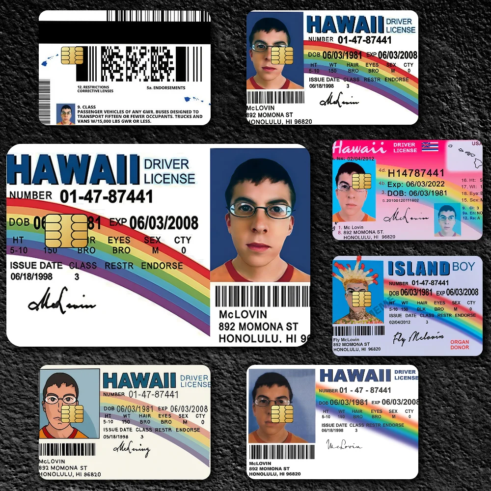 Funny M-McLovin ID F-Fogell K Film Skin Cover Credit Card Stickers 4PCS Debit Front Decoration Bank Bus Pass Waterproof