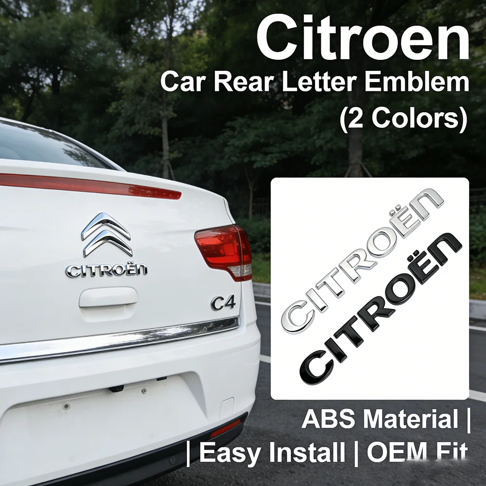 Car Rear Letter Emblem ABS Material CITROEN Trunk Logo Badge for C3 C4 C5 Cactus Berlingo Auto Exterior Accessories (2 Colors)