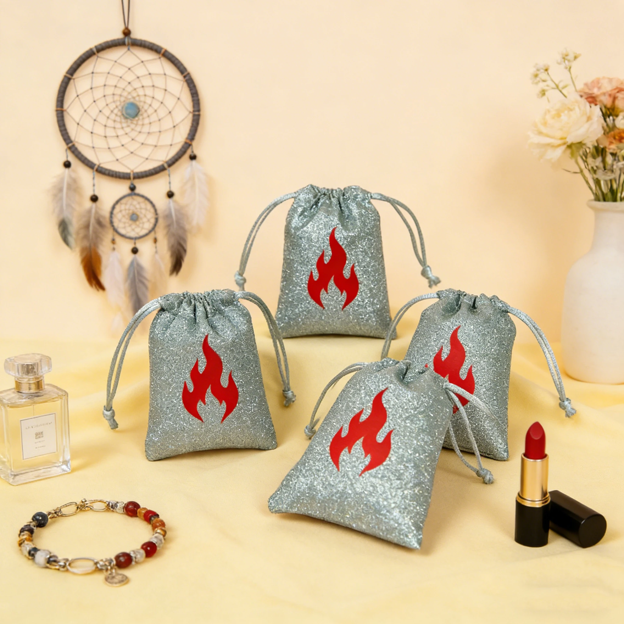 

Personalized Logo Print Shining Drawstring Bags Green Flash Suede Jewelry Packaging Pouches Chic Wedding Favor Cosmetic Sack