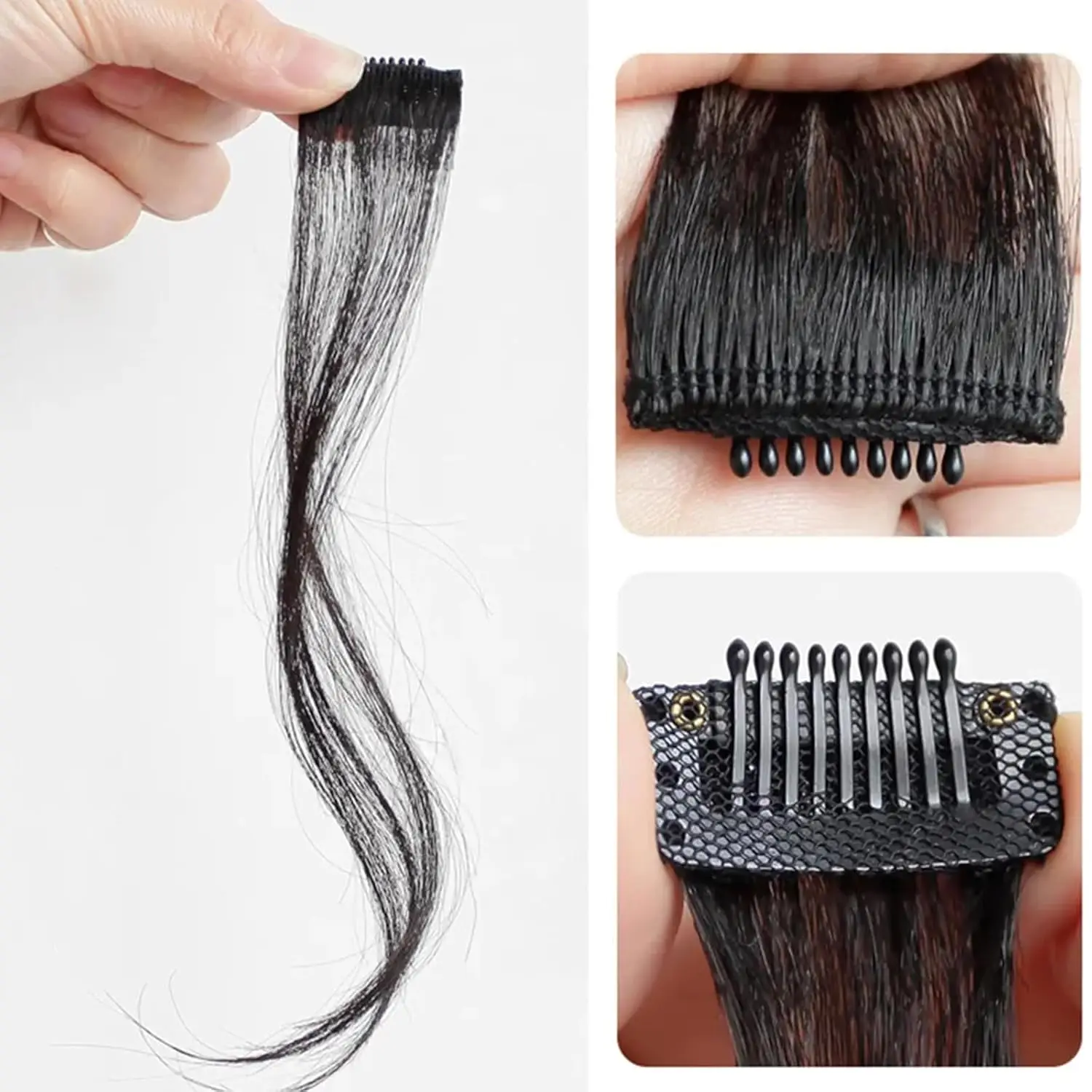 Human hair Air Bangs Wave Front  for Women Girls Daily Use Bangs Hair Clip on Fringe Bangs Long Dragon Beard Bangs Hair 14 inch