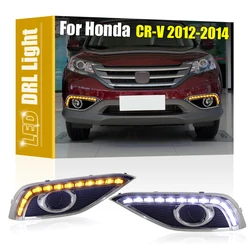 2Pcs Front Bumper Fog Lamp Cover With LED DRL Daytime Running Light Turn Signal Indicator For Honda CR-V CRV 2012 2013 2014