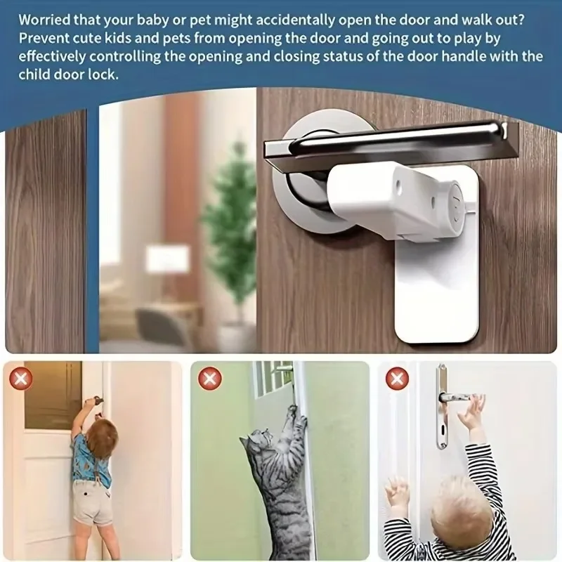 Door Lever Lock Universal Anti-open Handle Child Baby Safety Locks Punch-free Multifunction Hidden Button Buckle Safety Lock