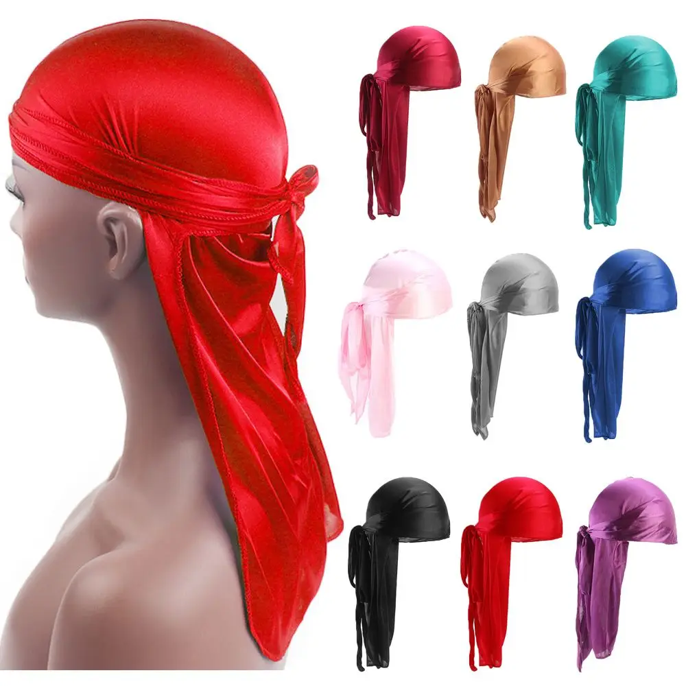 Men Women Elastic Cancer Head Scarf Pre-Tied Chemo Cap Bandana Pirate Hat Silk Durag Turban Hijab