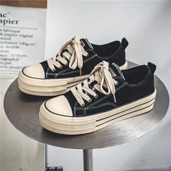 2024 Hot sale Classic Black Canvas Shoes Men Spring Summer Platform Canvas Sneakers Men Comfort Low-top Mens Vulcanized Shoes