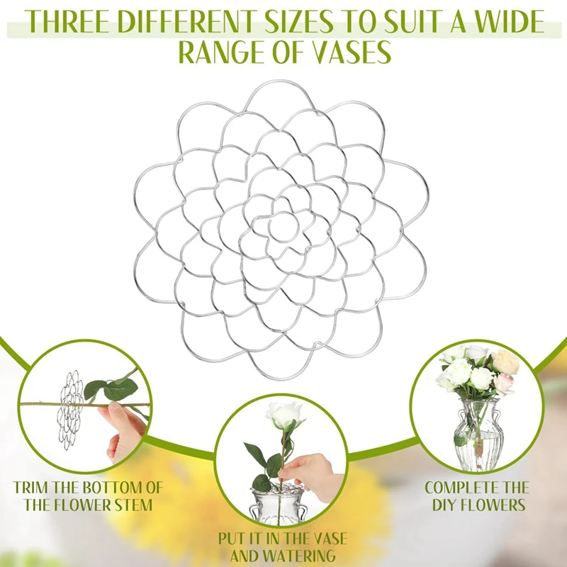 Soportes de Metal de fácil arreglo para florero, 5 pulgadas, 6 pulgadas, 7 pulgadas, 3 piezas