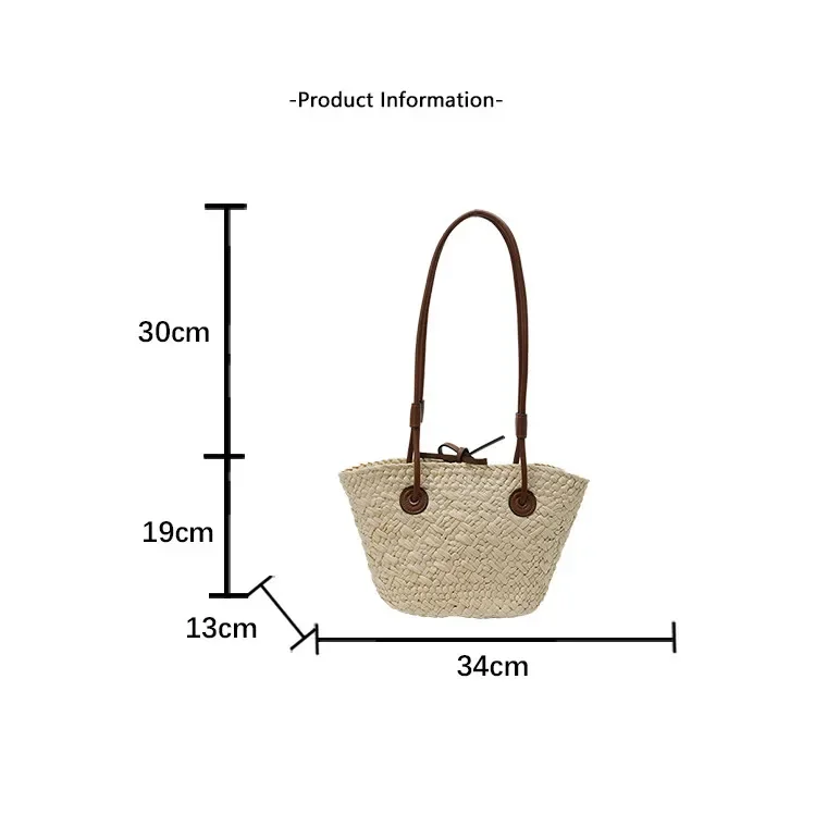Neue Schulter Tasche Handgemachte Stroh Gewebt Große Kapazität Marke Hochwertige Korb Tasche Sommer Strand Urlaub Mode Handtasche Forwomen – Detail 1