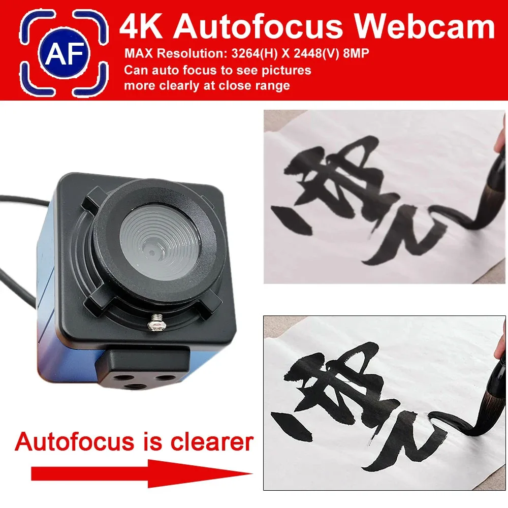 4K Webcam 8MP IMX179 Sensor USB Autofocus Living Stream Camera OTG UVC Plug And Play PC Laptops Video BOX Camera For Youtube/Tik