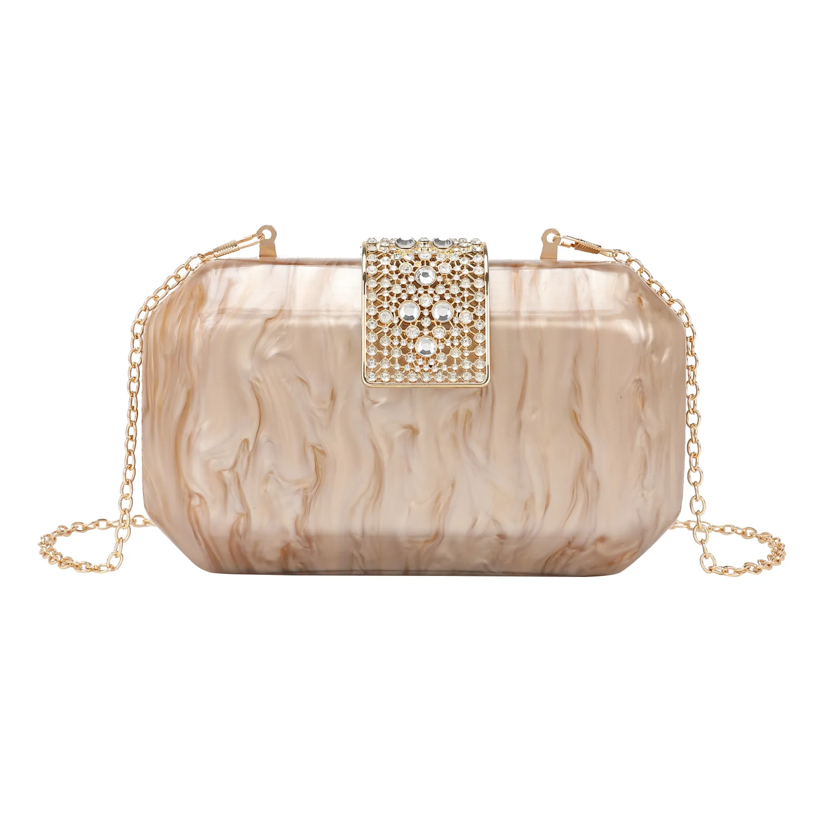 

New Korean Style Fashionable and Elegant Portable Luxury Evening Clutch with Diamond Lock for Women Handbag