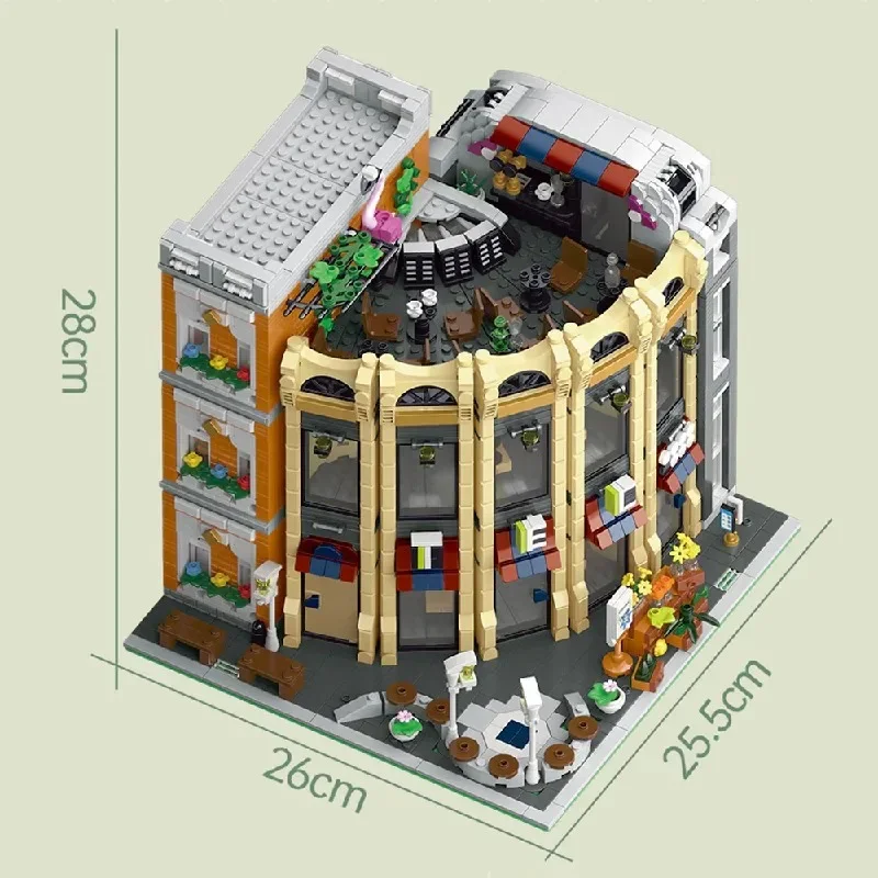 3231PCS Creativo Esperto MOC Angolo Rotondo Negozio Building Blocks Città Street View Negozio di Stile Europeo Modello Modulare Giocattoli Per Bambini Regalo