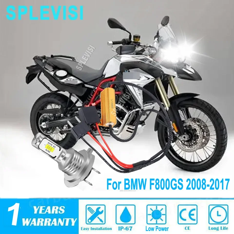 9-16v Motorcycle LED Headlights Bulbs White Headlamp Decoder Error Free For BMW F800GS 2008 2009 2010 2011 2012 2013 2014-2017
