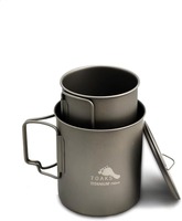 TOAKS Titanium 750ml Pot and 450ml Cup Combo Set, Ultralight Outdoor Tableware Camping Mug Titanium CMB-750-450