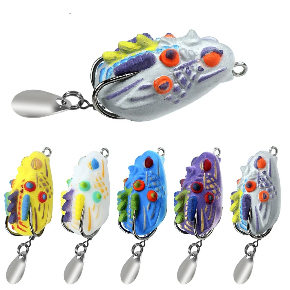 2pcs Durable Spinner Sinking Rubber Frog Lure Lifelike Portable Soft Fishing Lures Artificial 3.5cm/4.4g Bass Bait Fishing