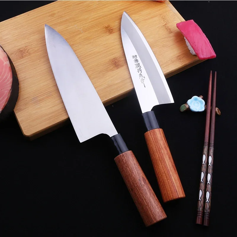 Pro Deba Fish Head Knife Japanese Petty Peeling Salmon Knife 3.8/5.8mm Thickened Sashimi Sushi Knives Cleaver