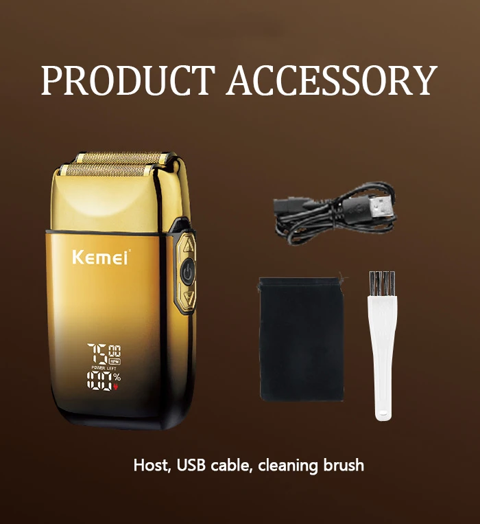 Kemei TX10 Wiederaufladbarer Elektrorasierer mit Metallgehäuse für Männer, Haar- und Bartschneider, Elektrorasierer für Glatzenrasur, Finishing-Fade-Funktion – Detail 10