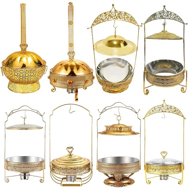 Luxury Stainless Steel Hanging Type Chafing Dish Food Warmer Hanging Cover Type Buffet Stove